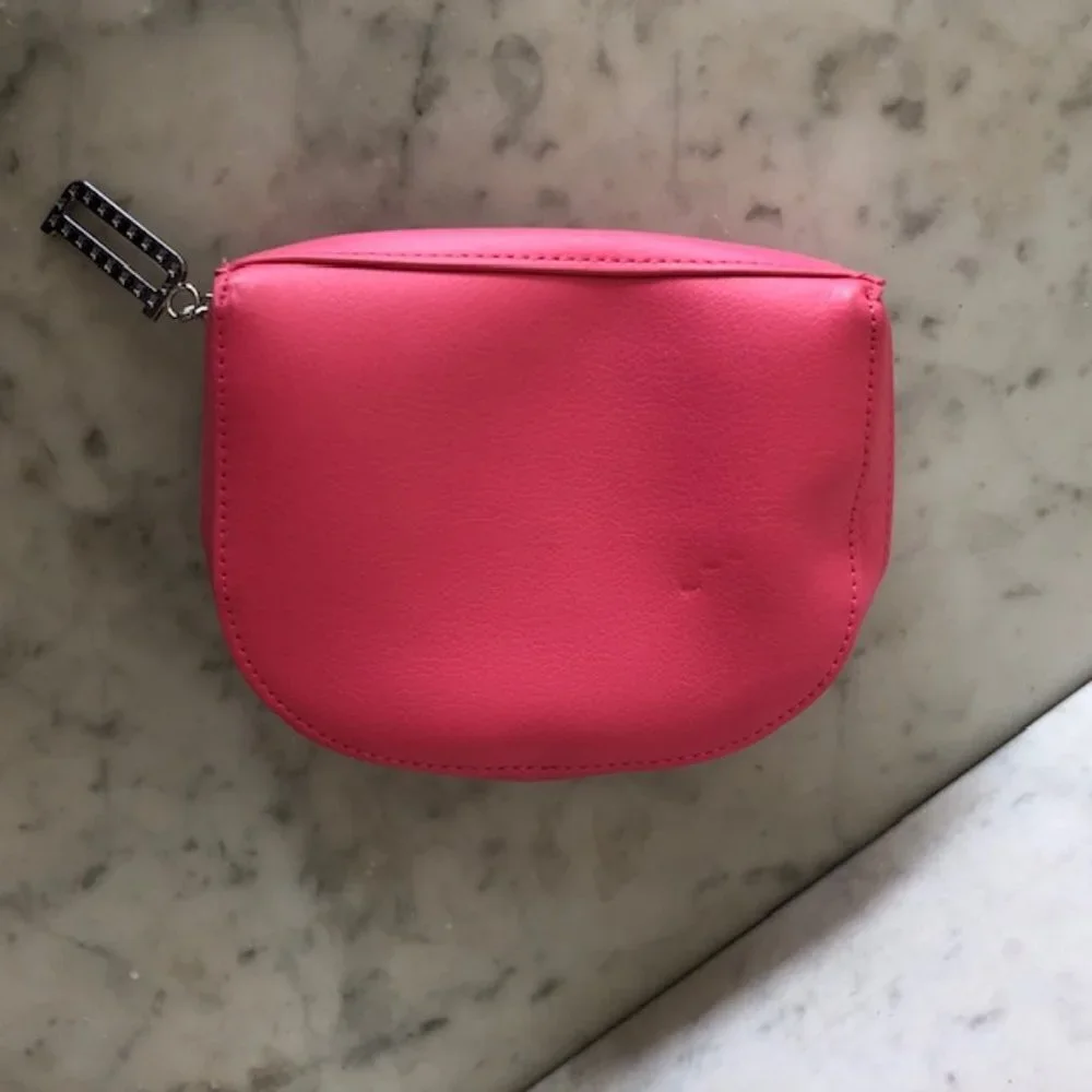 DIOR Beaute Bag Hot Pink Makeup Case Clutch Dopp Kit Logo Embossed